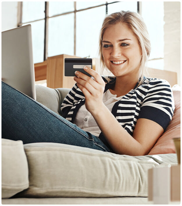 woman paying a bill online