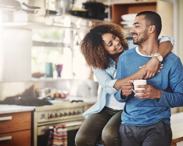 couple hugging and smiling