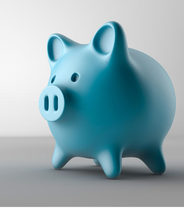 blue piggy bank