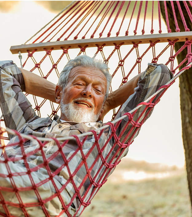 senior man in hammock
