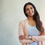 woman smiling with attractive smile