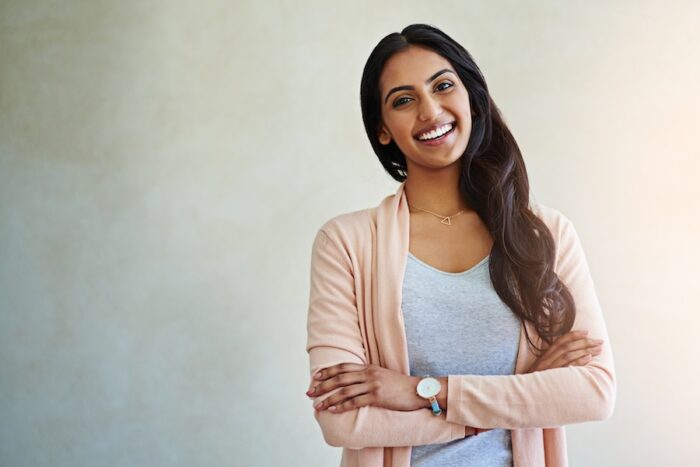 woman smiling with attractive smile