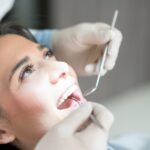 woman at the dentist for a routine dental visit